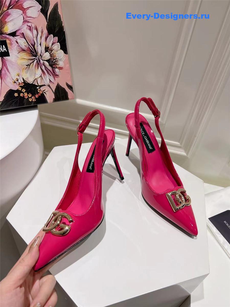 Dolce & Gabbana Polished Calfskin Slingbacks in Fuchsia