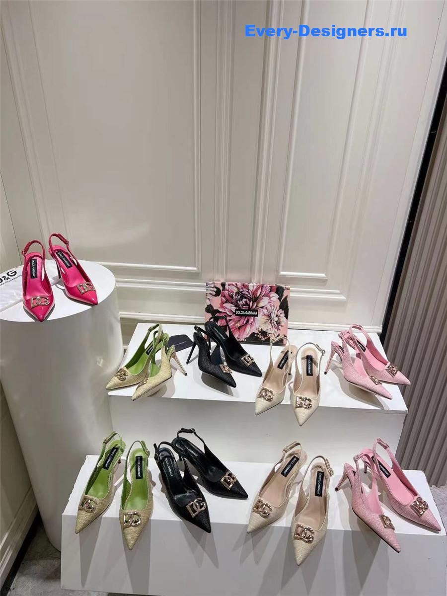 Dolce & Gabbana Polished Calfskin Slingbacks in Fuchsia