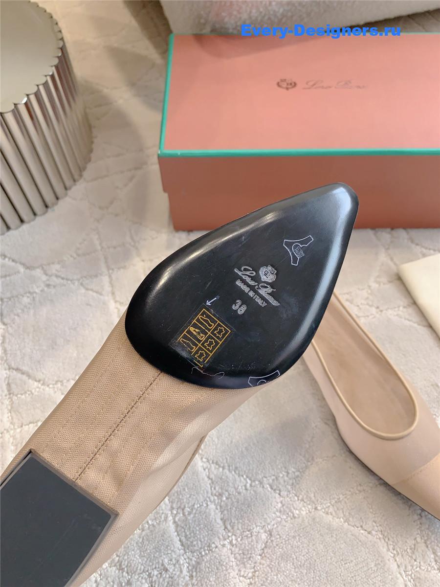 L0r0 P1ana primula ballet flat in beige microfibre