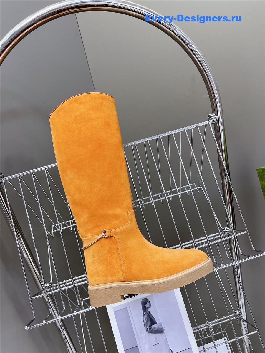 Gvc*1 suede slim horsebit boot in brown