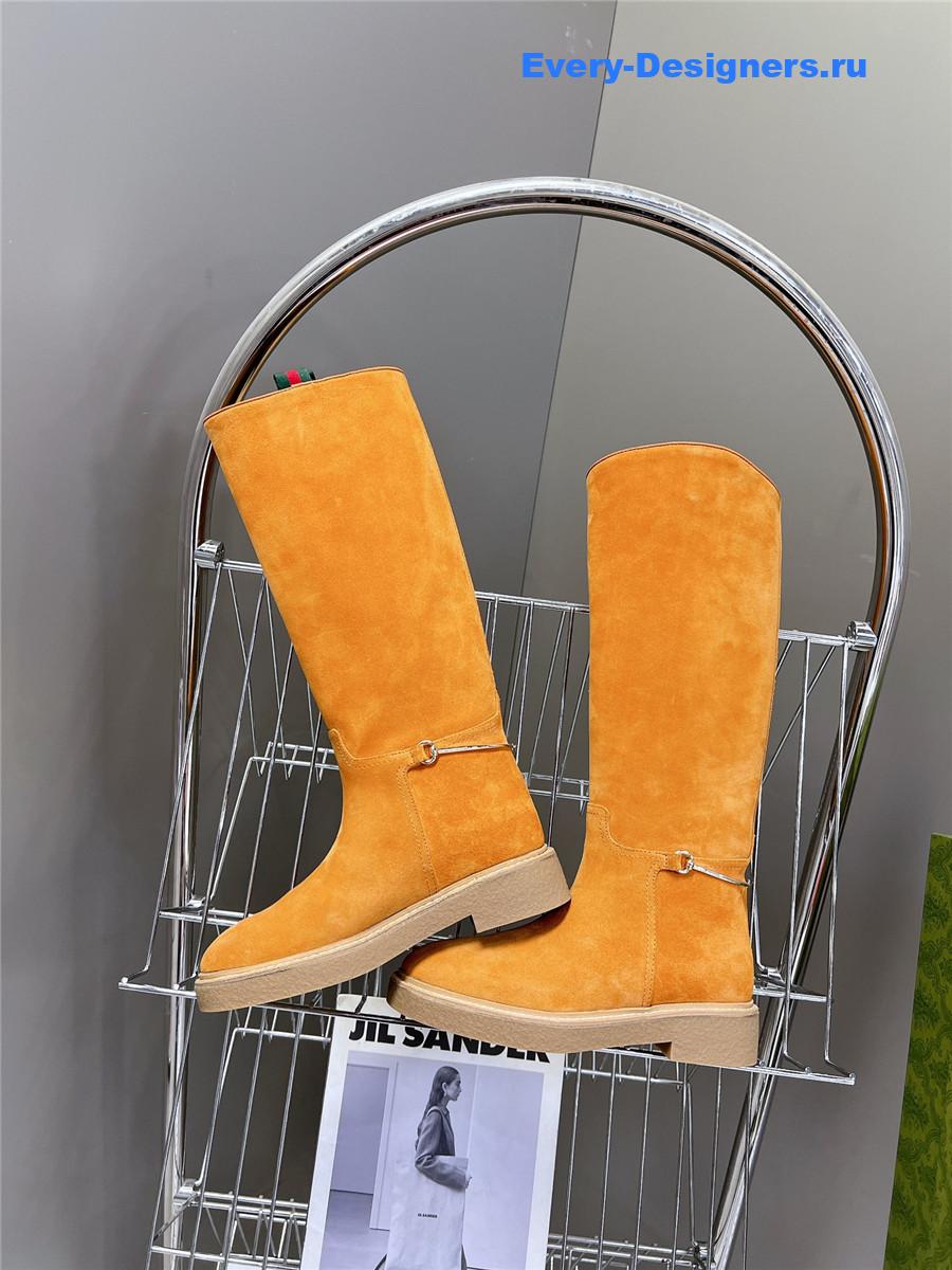 Gvc*1 suede slim horsebit boot in brown