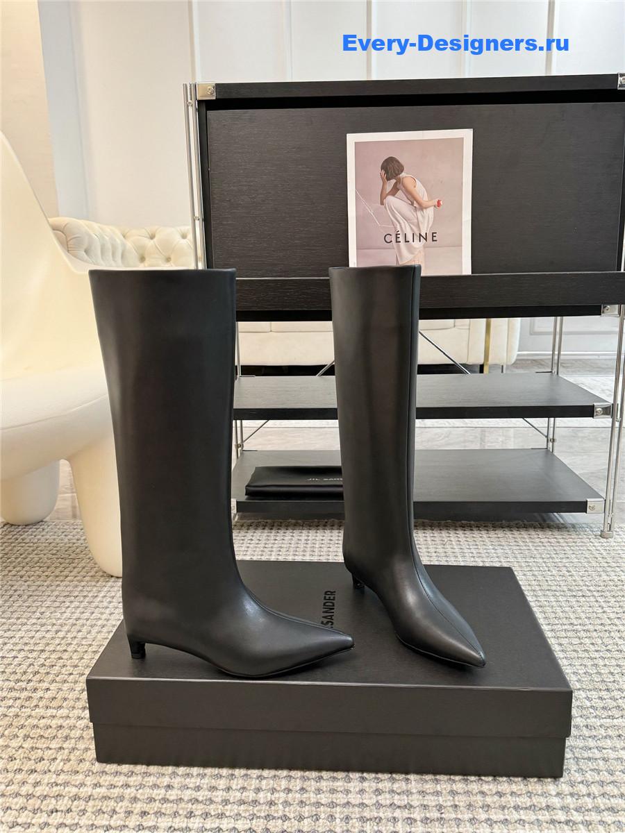 Jil Sander Calfskin Kitten Heel Knee Boots