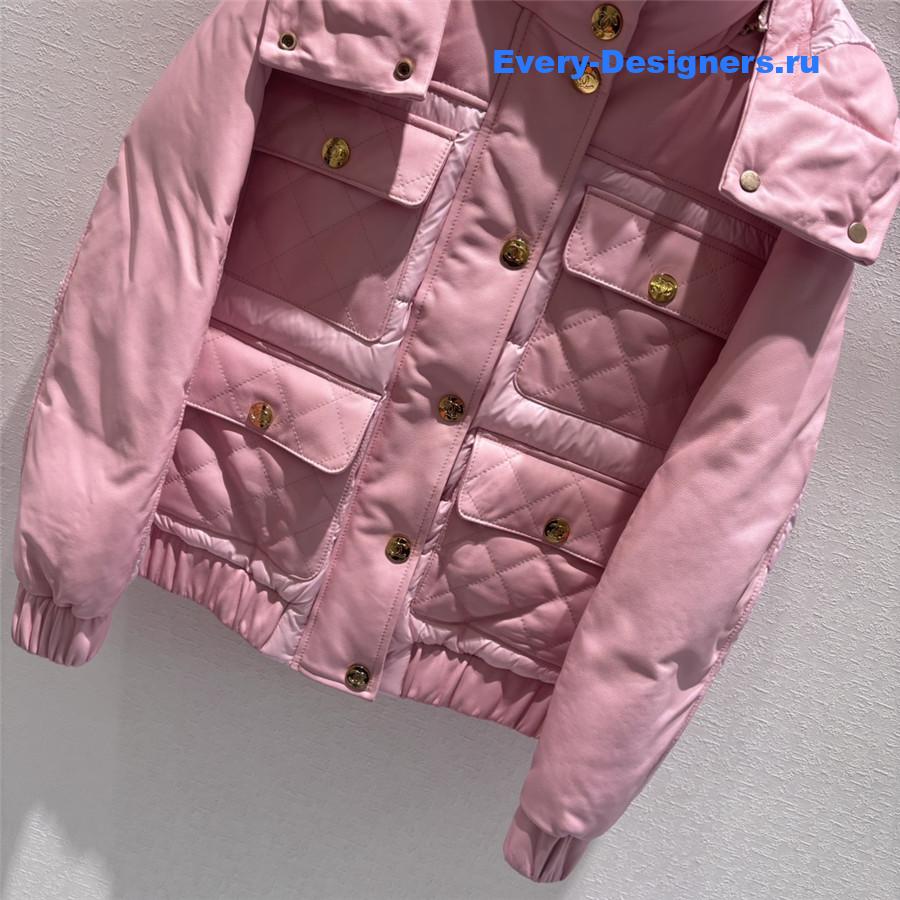 CC HOODED LEATHER DOWN JACKET