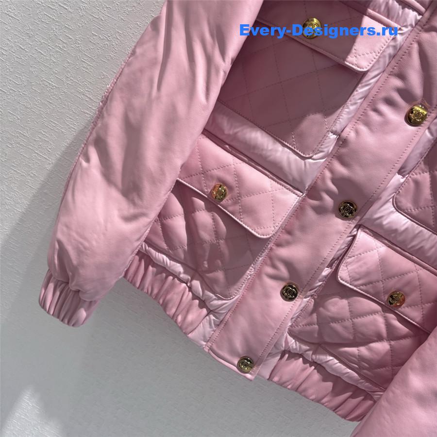 CC HOODED LEATHER DOWN JACKET