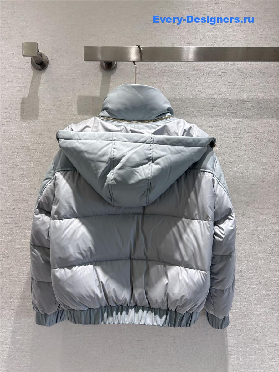 CC HOODED LEATHER DOWN JACKET