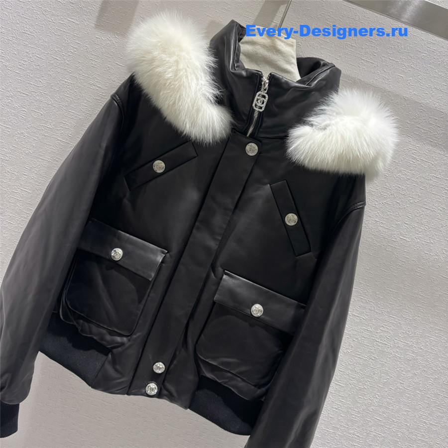 CC leather down jacket