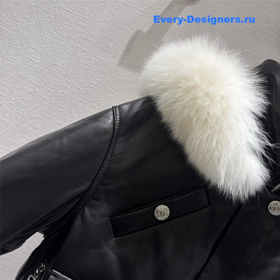 CC leather down jacket