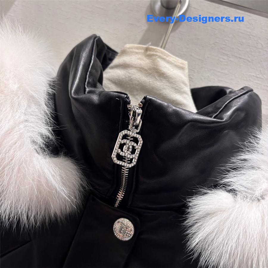 CC leather down jacket