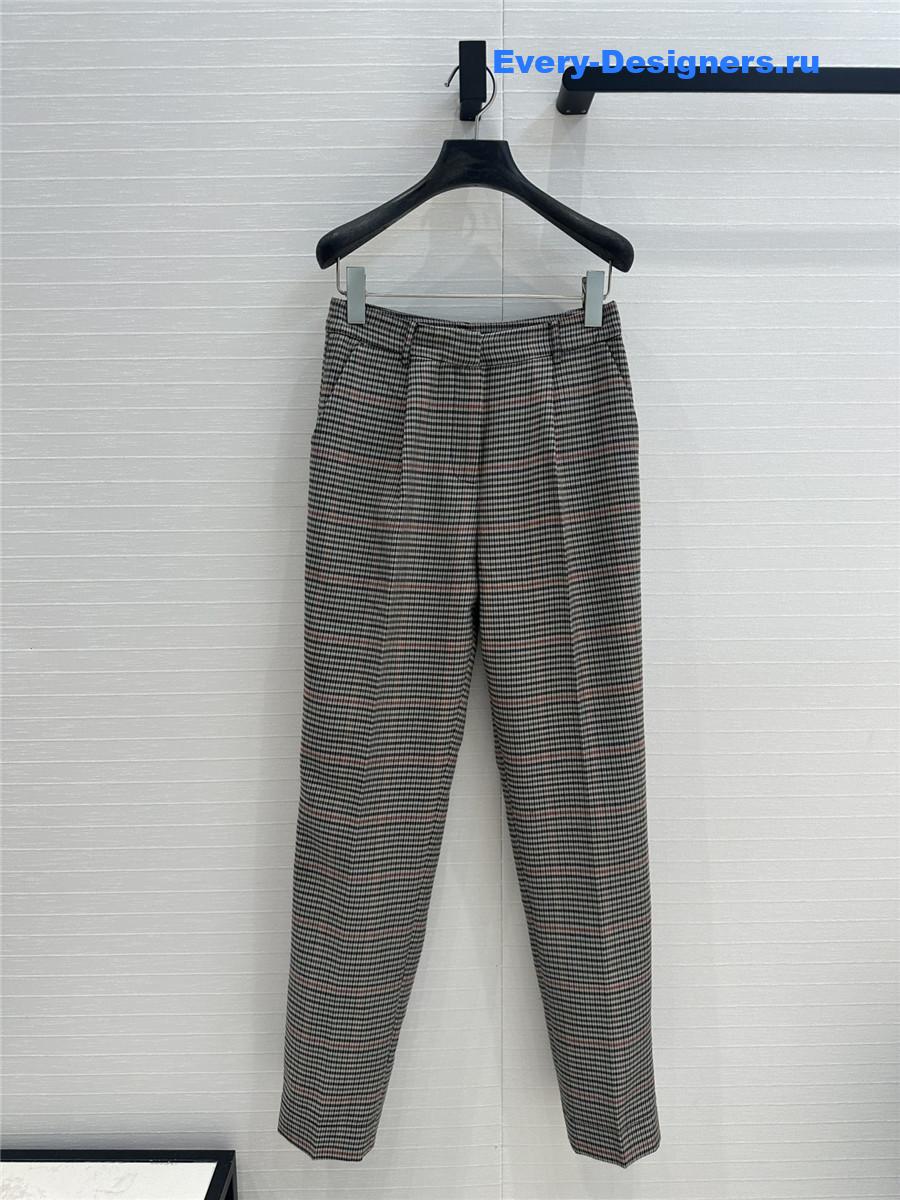 M1um1u plaid embroidered lettering trousers