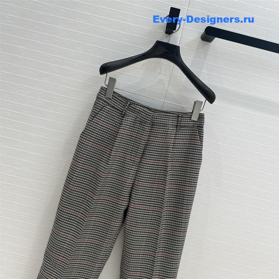M1um1u plaid embroidered lettering trousers