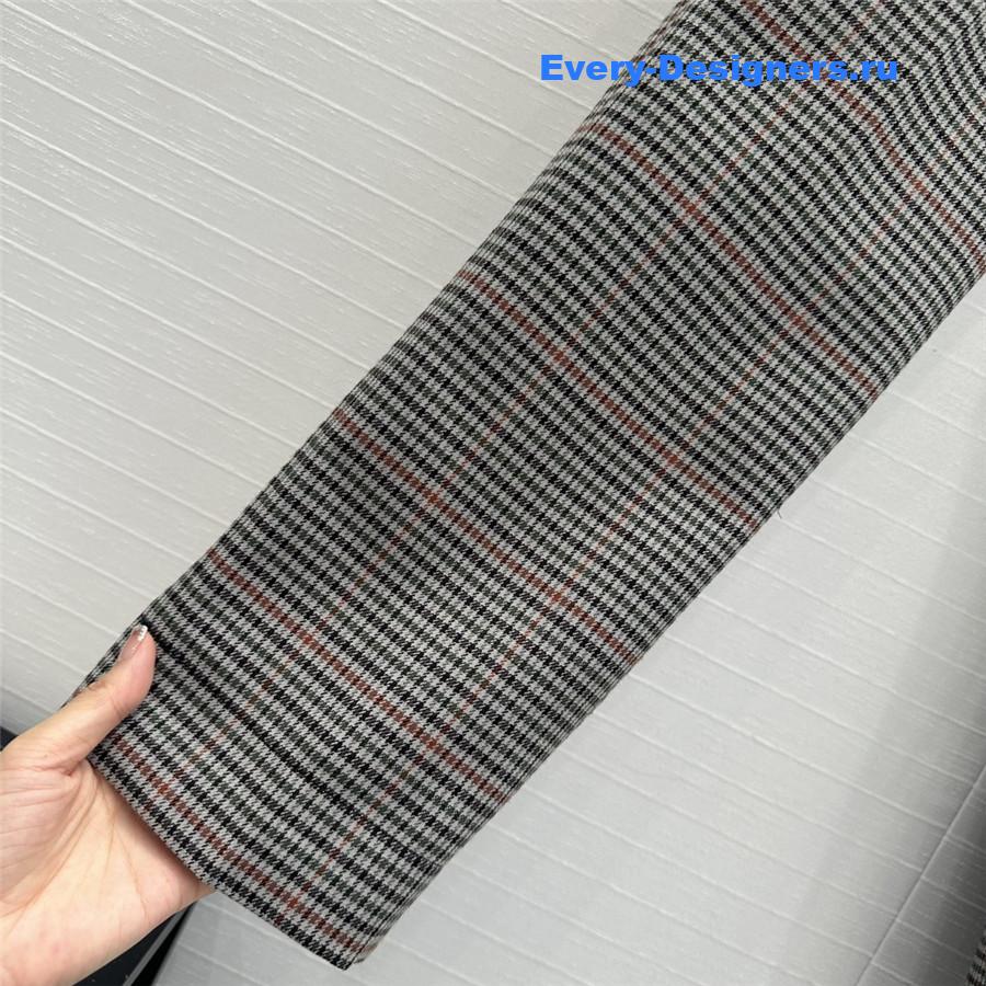 M1um1u plaid embroidered lettering trousers