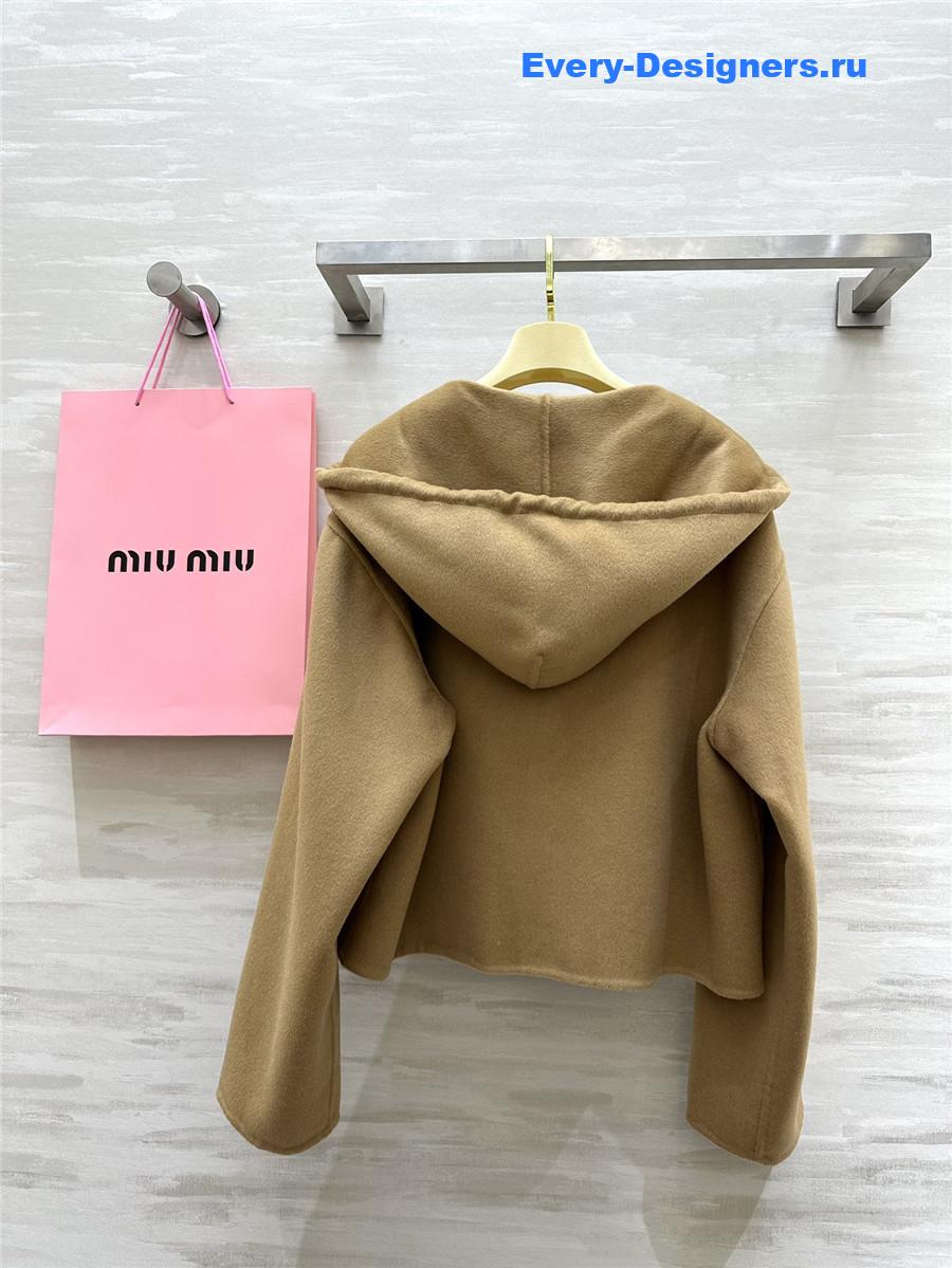 M1um1u wool hooded zip-up jacket