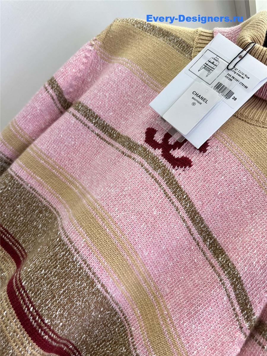 Ch**el striped turtleneck sweater in pink