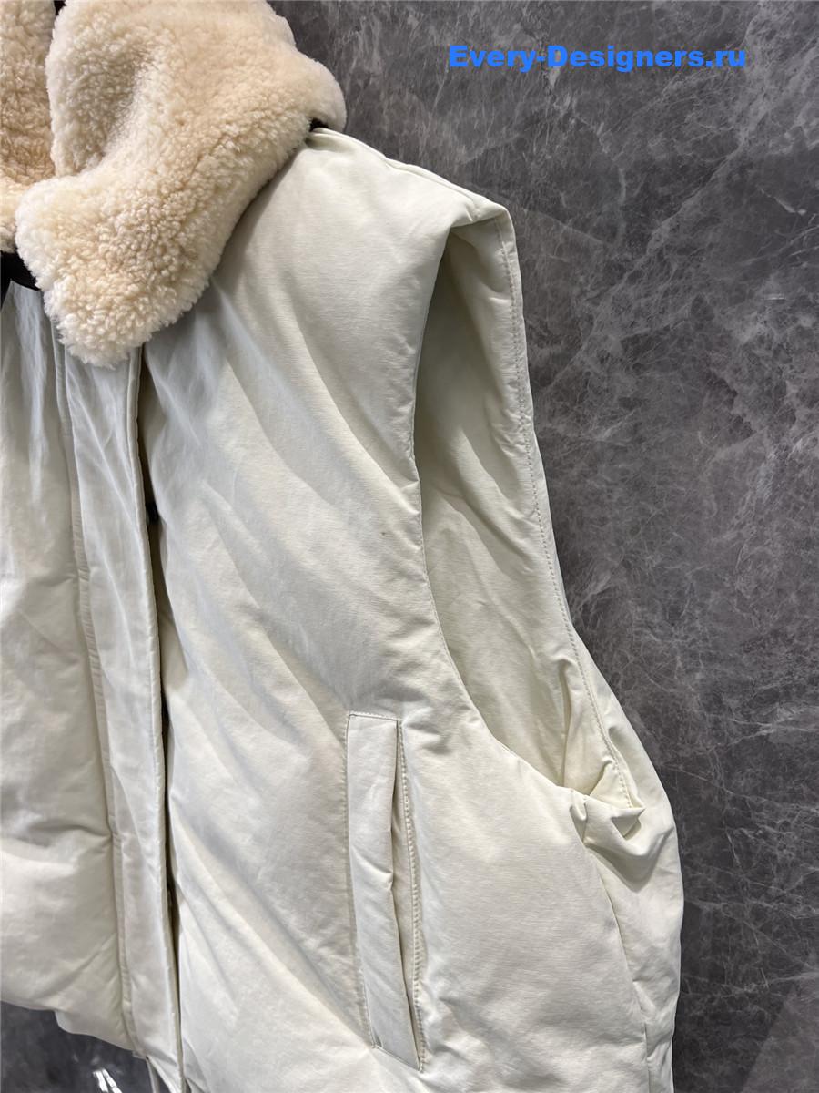 L0ew* leather buckle patchwork lambswool vest