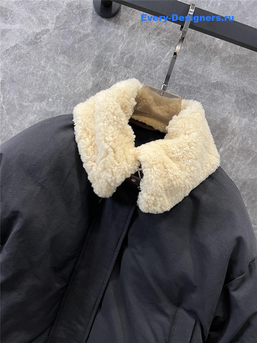 L0ew* genuine shearling lapel quilted coat