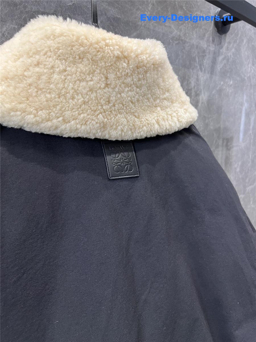 L0ew* genuine shearling lapel quilted coat