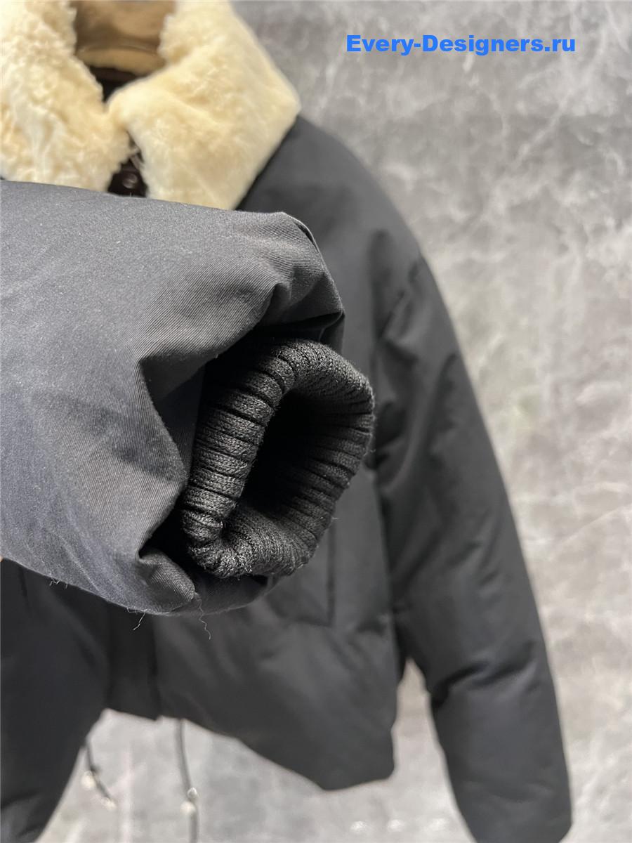 L0ew* genuine shearling lapel quilted coat