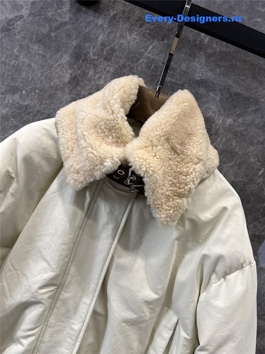 L0ew* genuine shearling lapel quilted coat