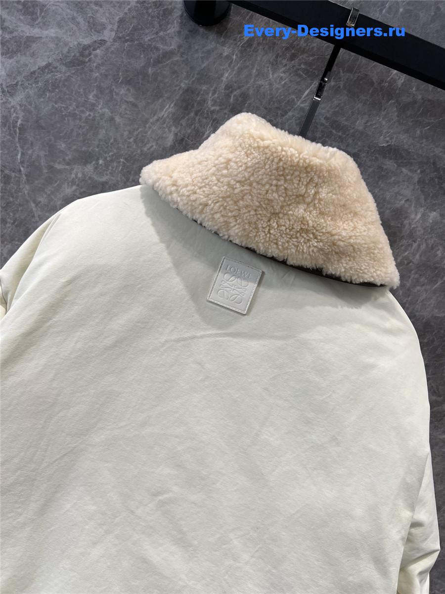 L0ew* genuine shearling lapel quilted coat