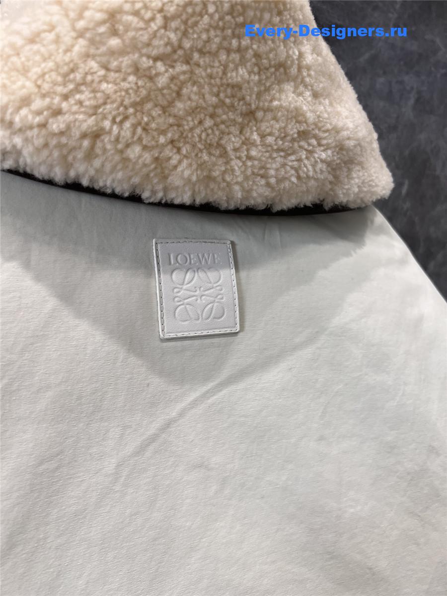 L0ew* genuine shearling lapel quilted coat