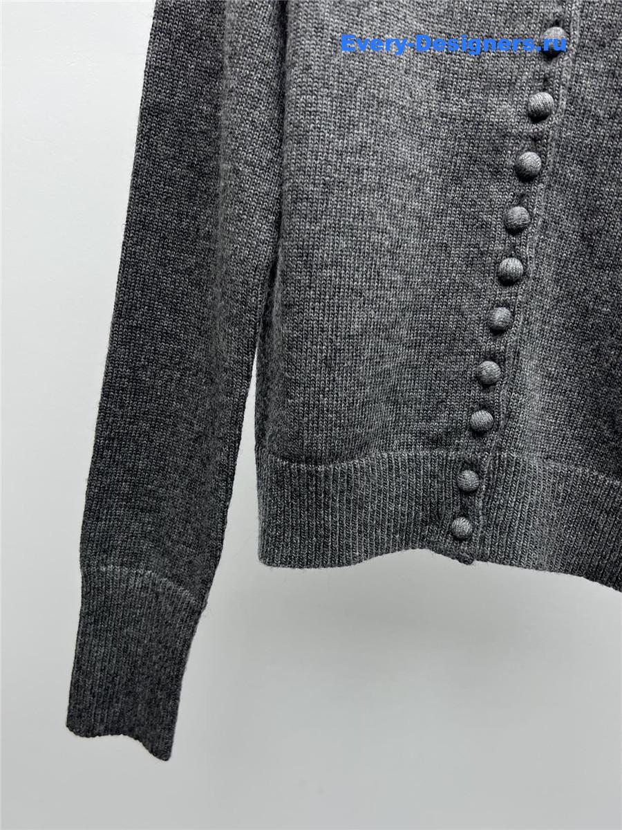 Pra*a lapel wool cardigan grey