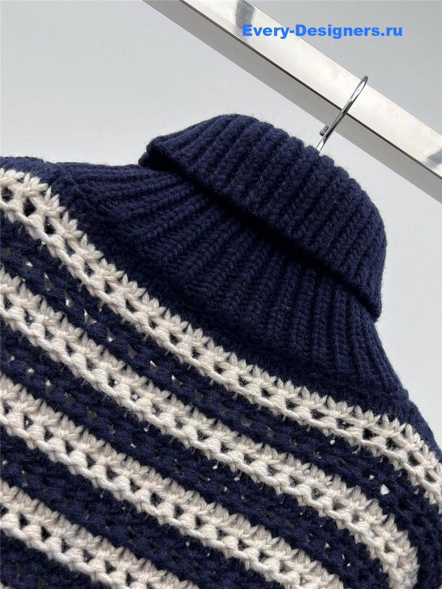 BC Striped Turtleneck Sweater Navy