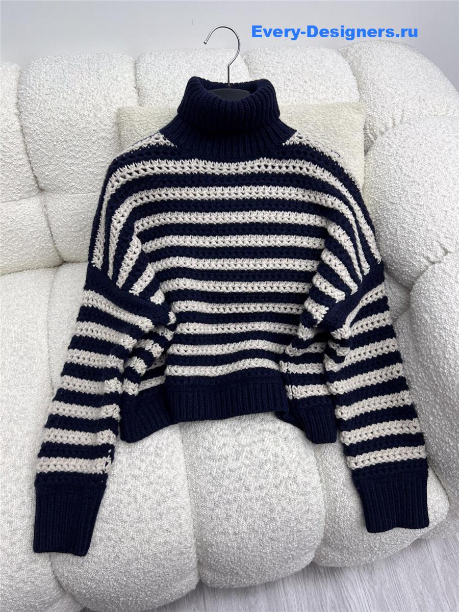 BC Striped Turtleneck Sweater Navy