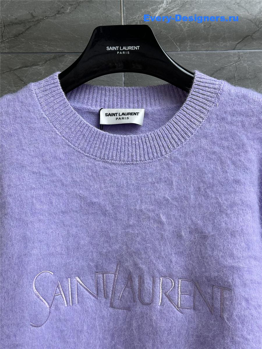 Y51 logo embroidered knit sweater purple
