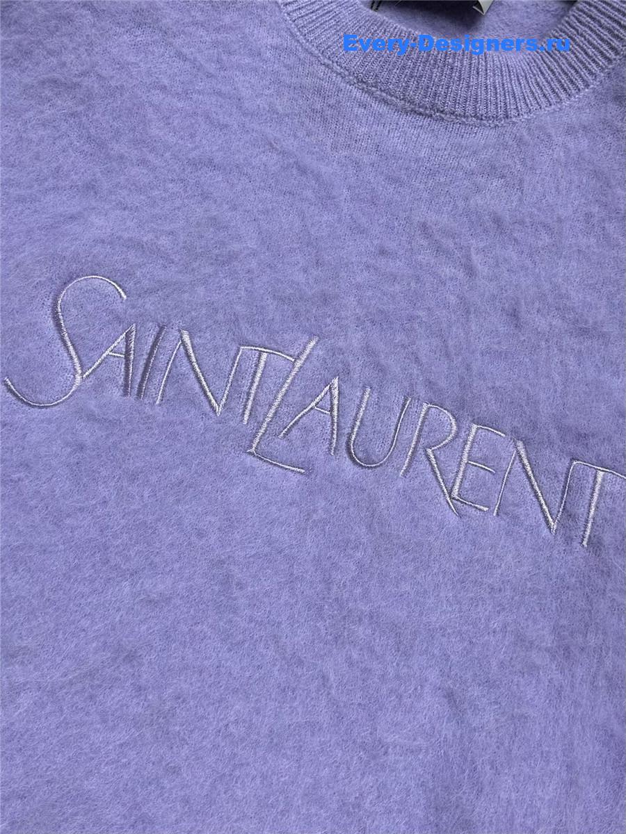 Y51 logo embroidered knit sweater purple