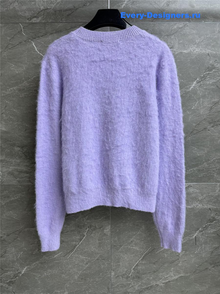Y51 logo embroidered knit sweater purple