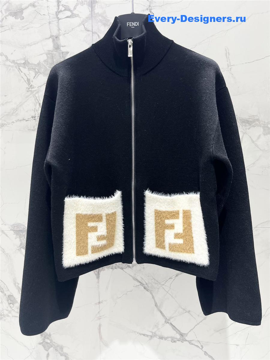 F**di double f pocket zipper cardigan jacket