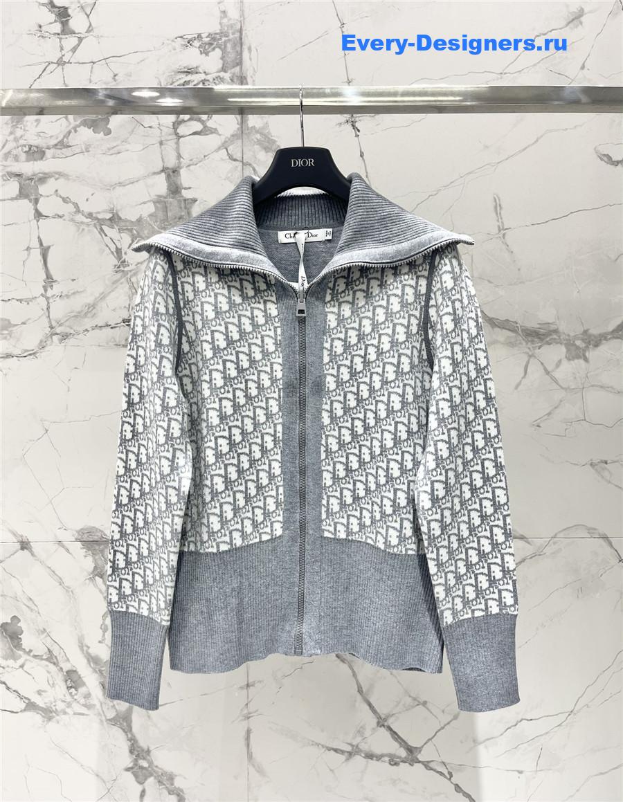 D10r reversible zipped cardigan grey