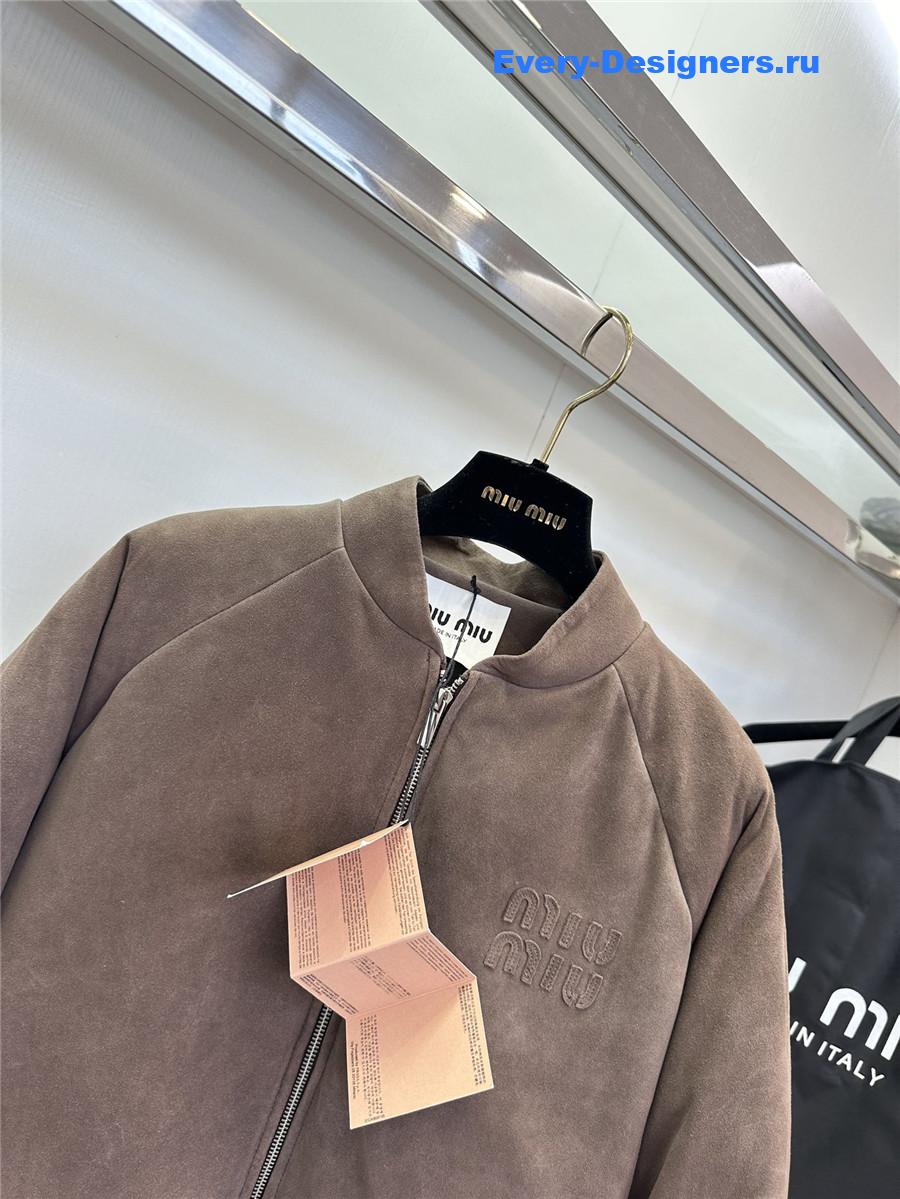 M1um1u leather down jacket