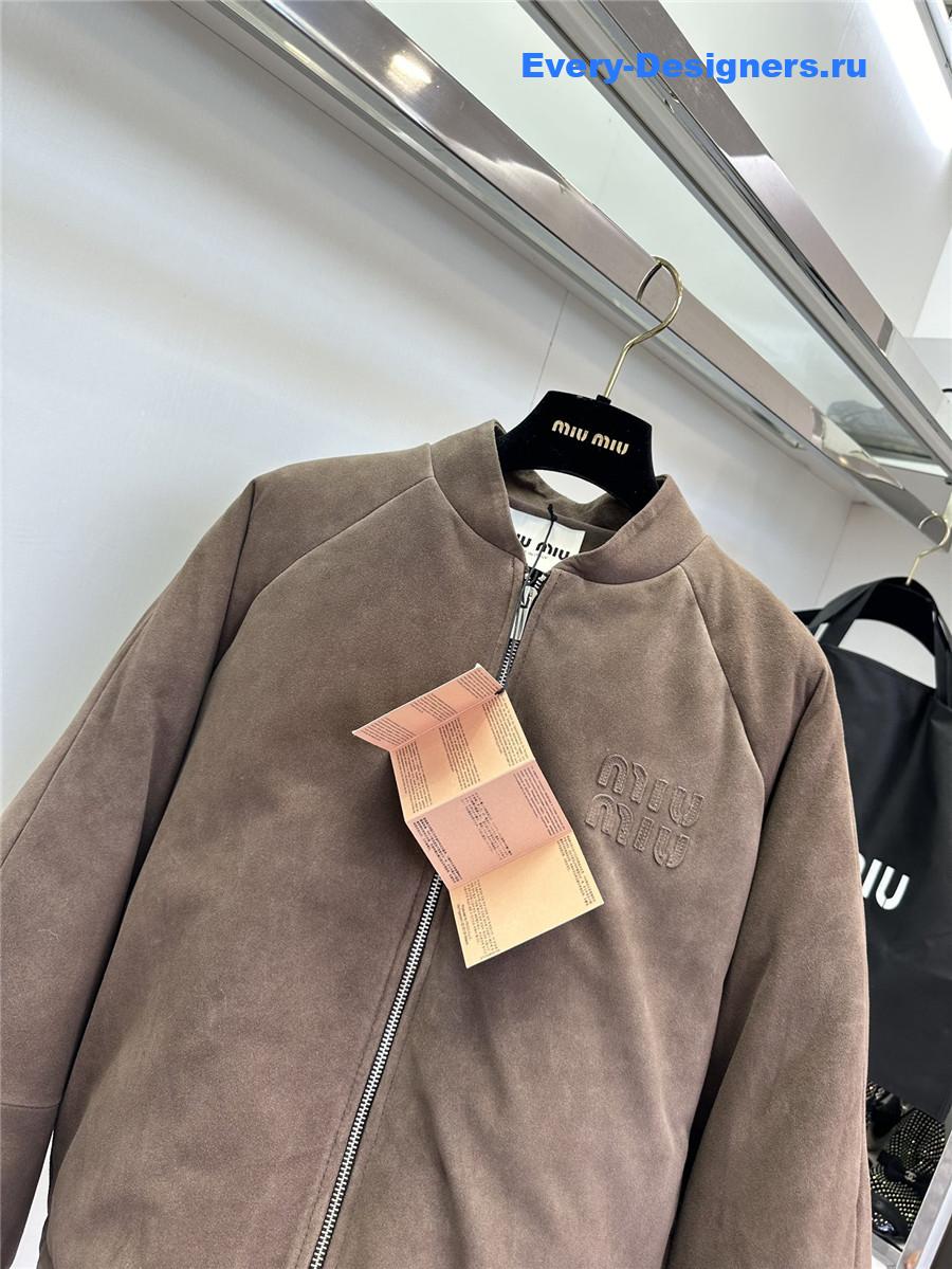 M1um1u leather down jacket