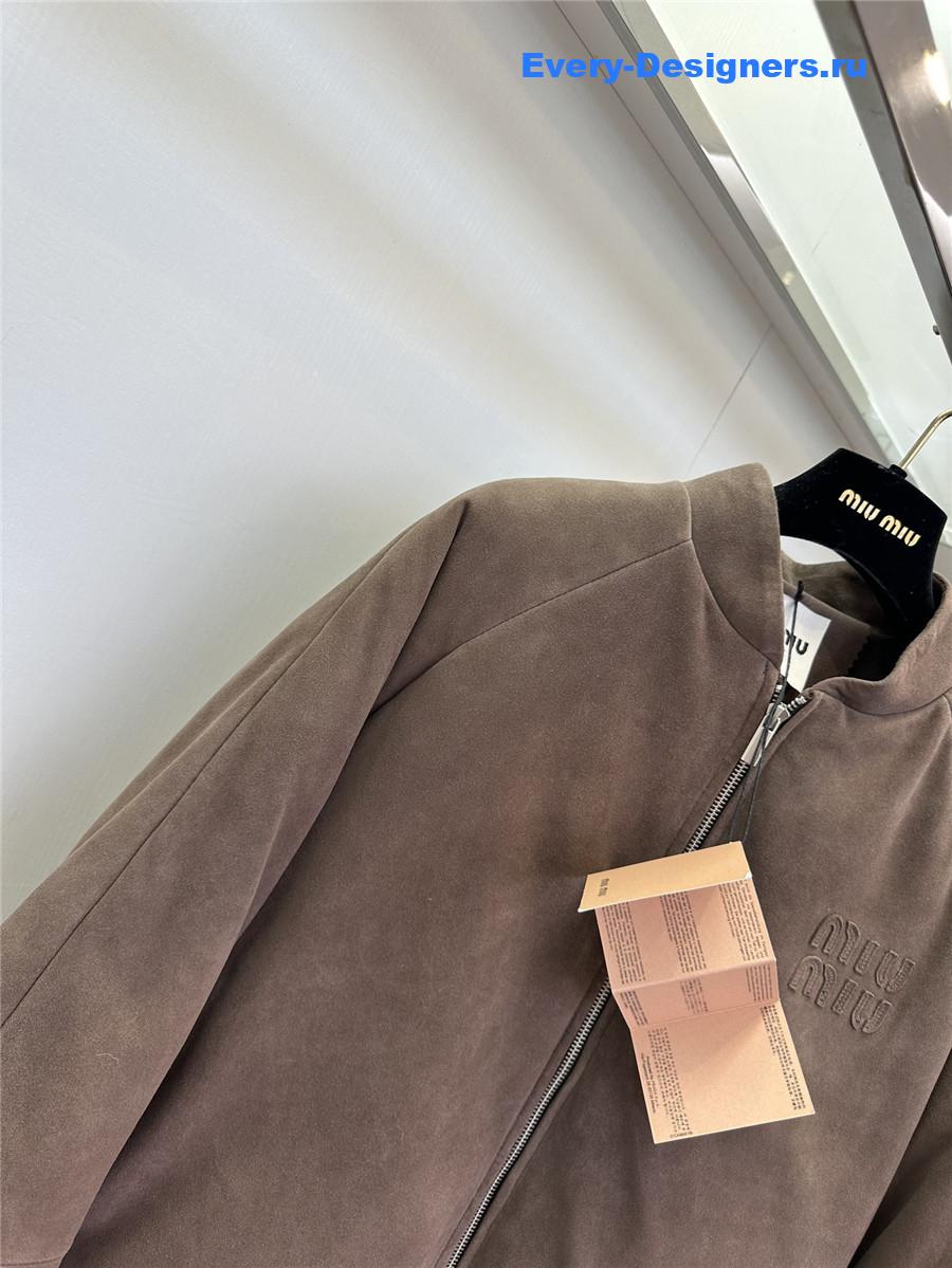 M1um1u leather down jacket