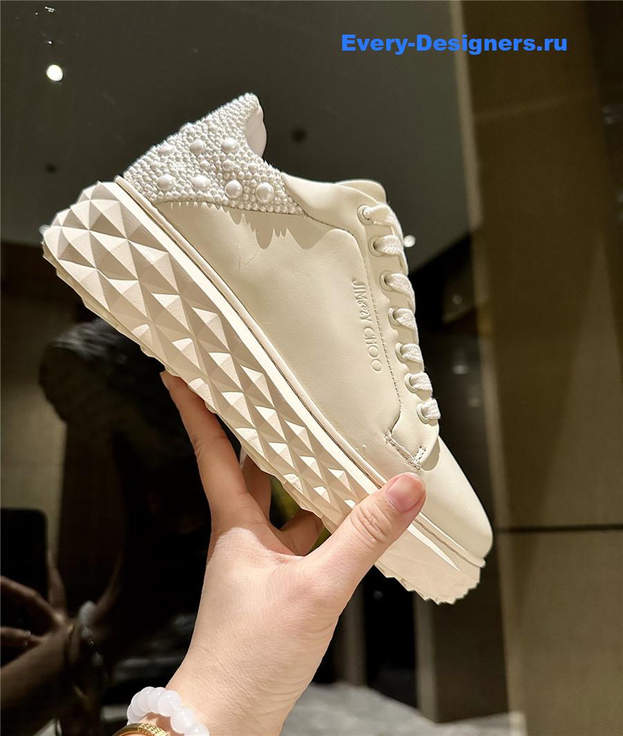 j1m*y ch00 white D1am0nd maxi leather sneakers