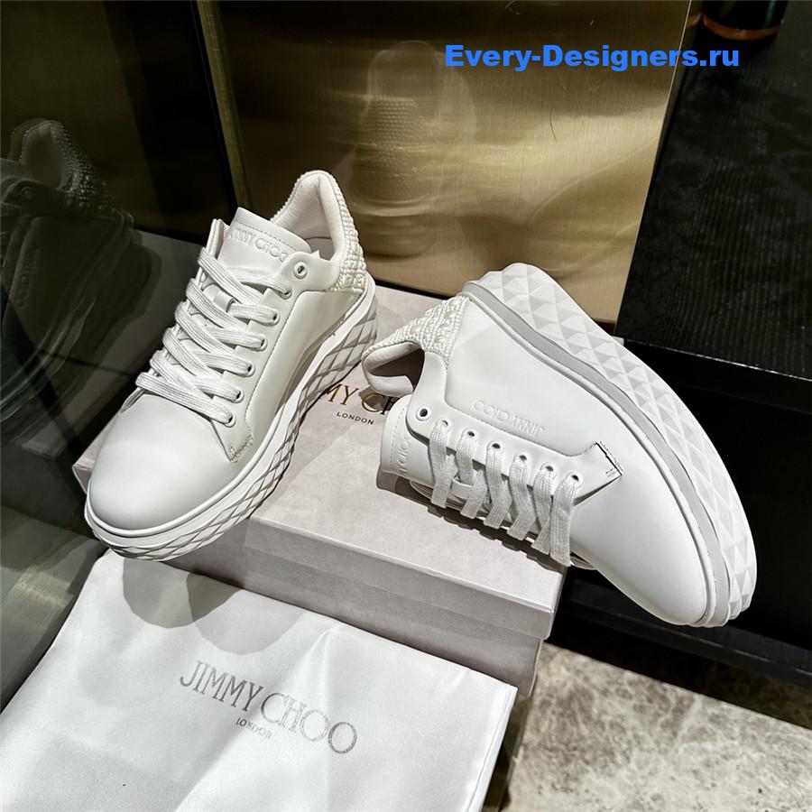 j1m*y ch00 white D1am0nd maxi sneakers