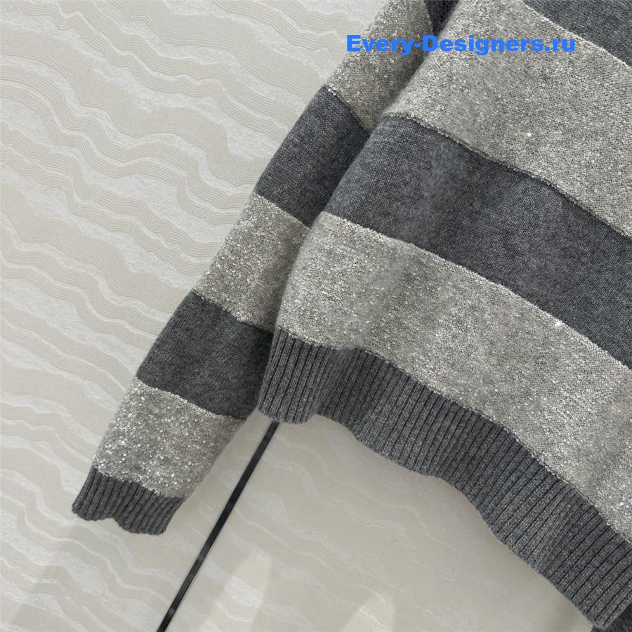 BC Striped Polo Neck Cashmere Top