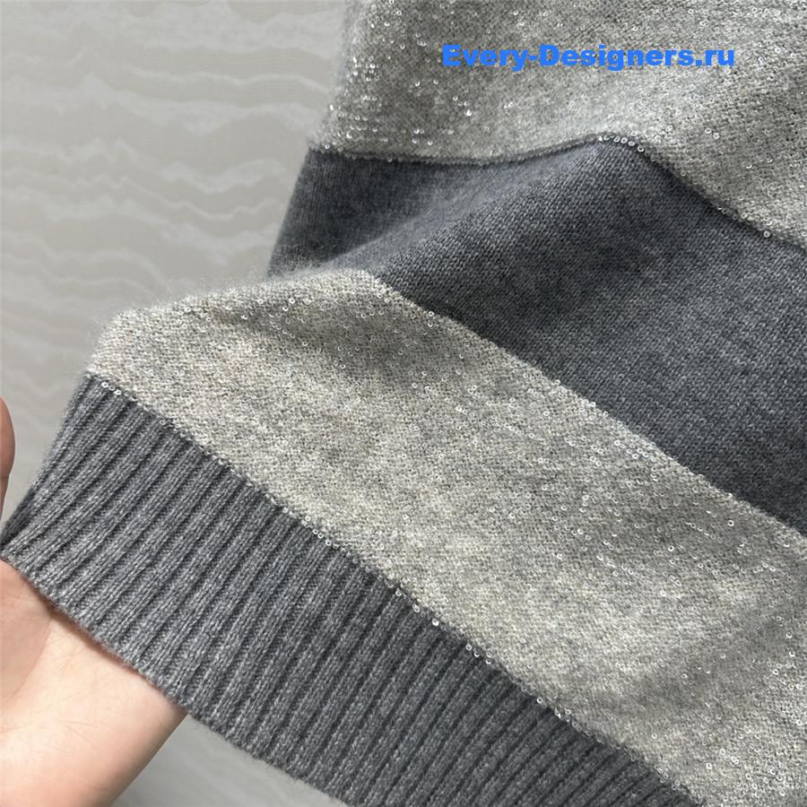 BC Striped Polo Neck Cashmere Top