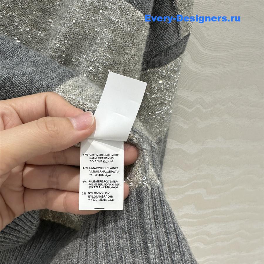 BC Striped Polo Neck Cashmere Top