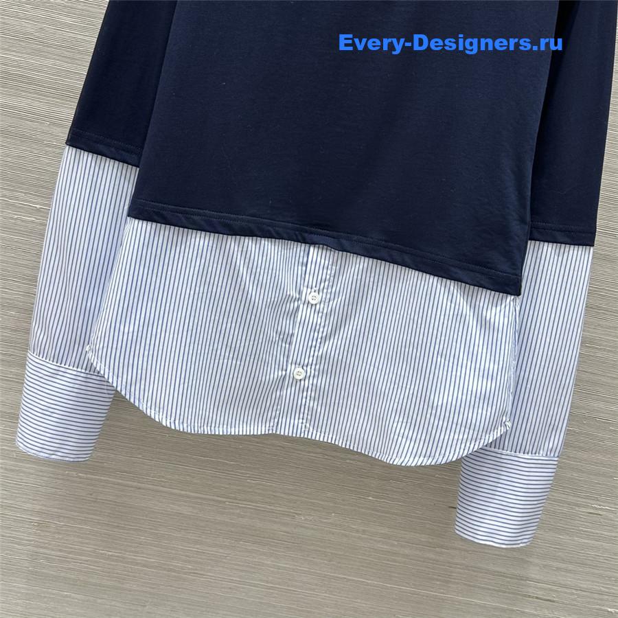 M1um1u fake two-piece shirt lapel striped shirt top