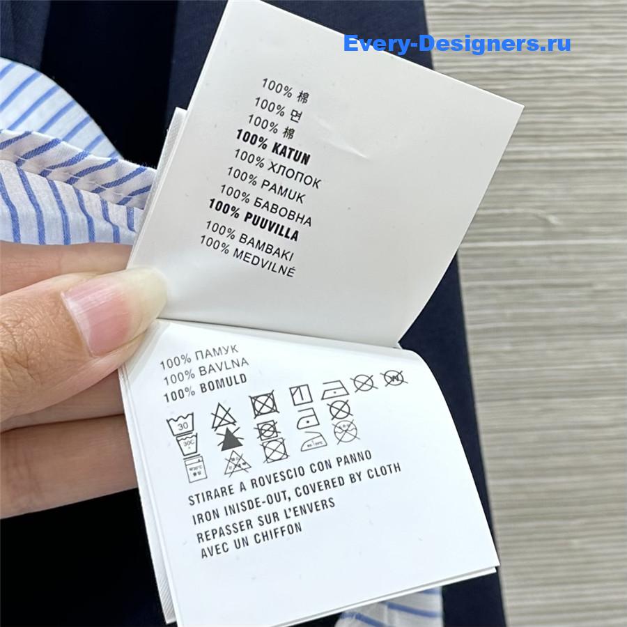 M1um1u fake two-piece shirt lapel striped shirt top