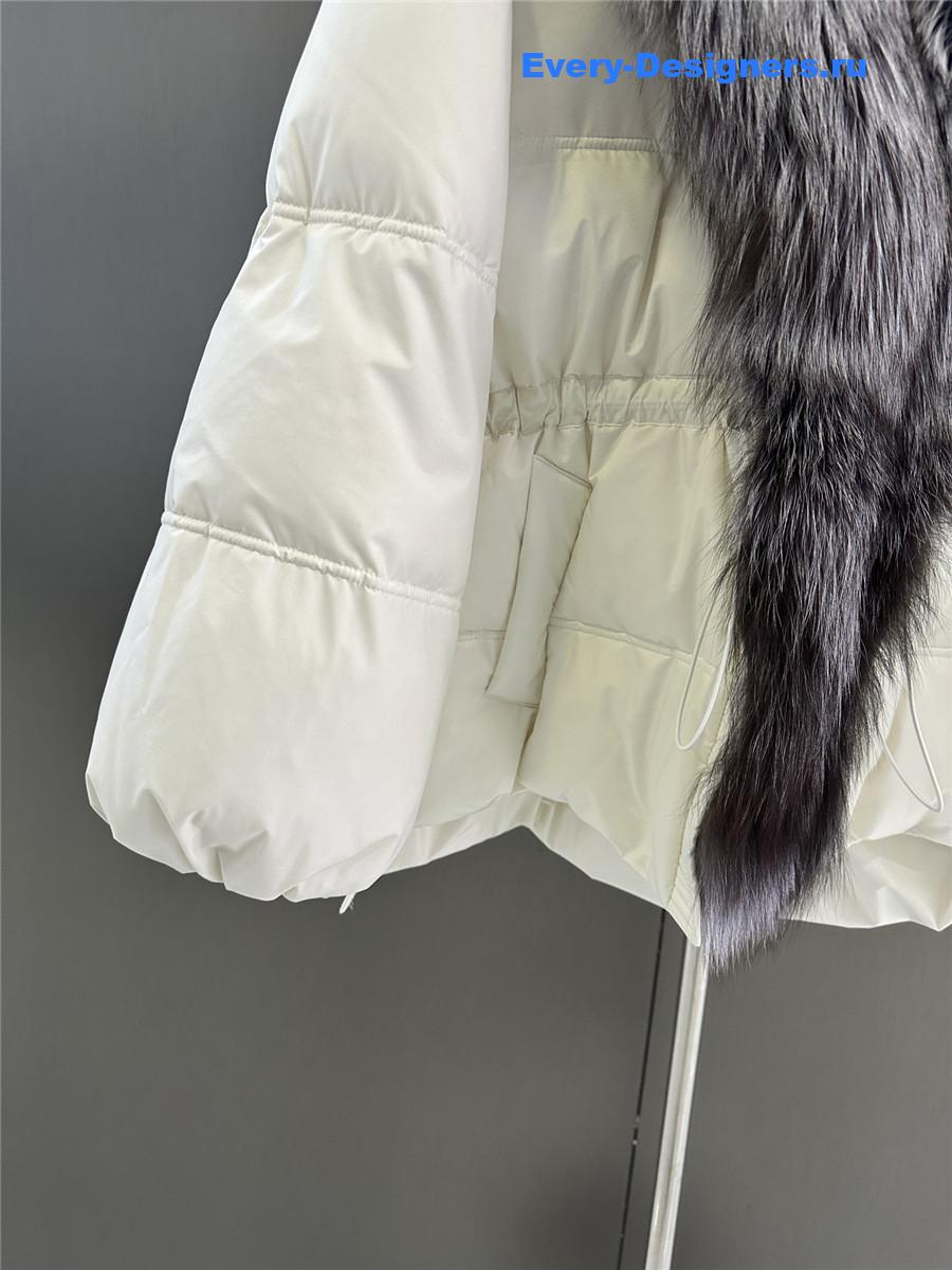 Vanitoo Seia Grey Fur Trim Cube Coat