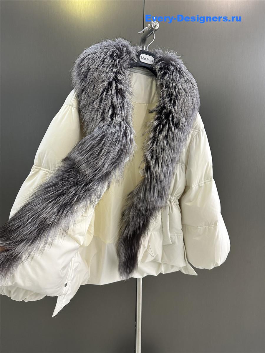 Vanitoo Seia Grey Fur Trim Cube Coat