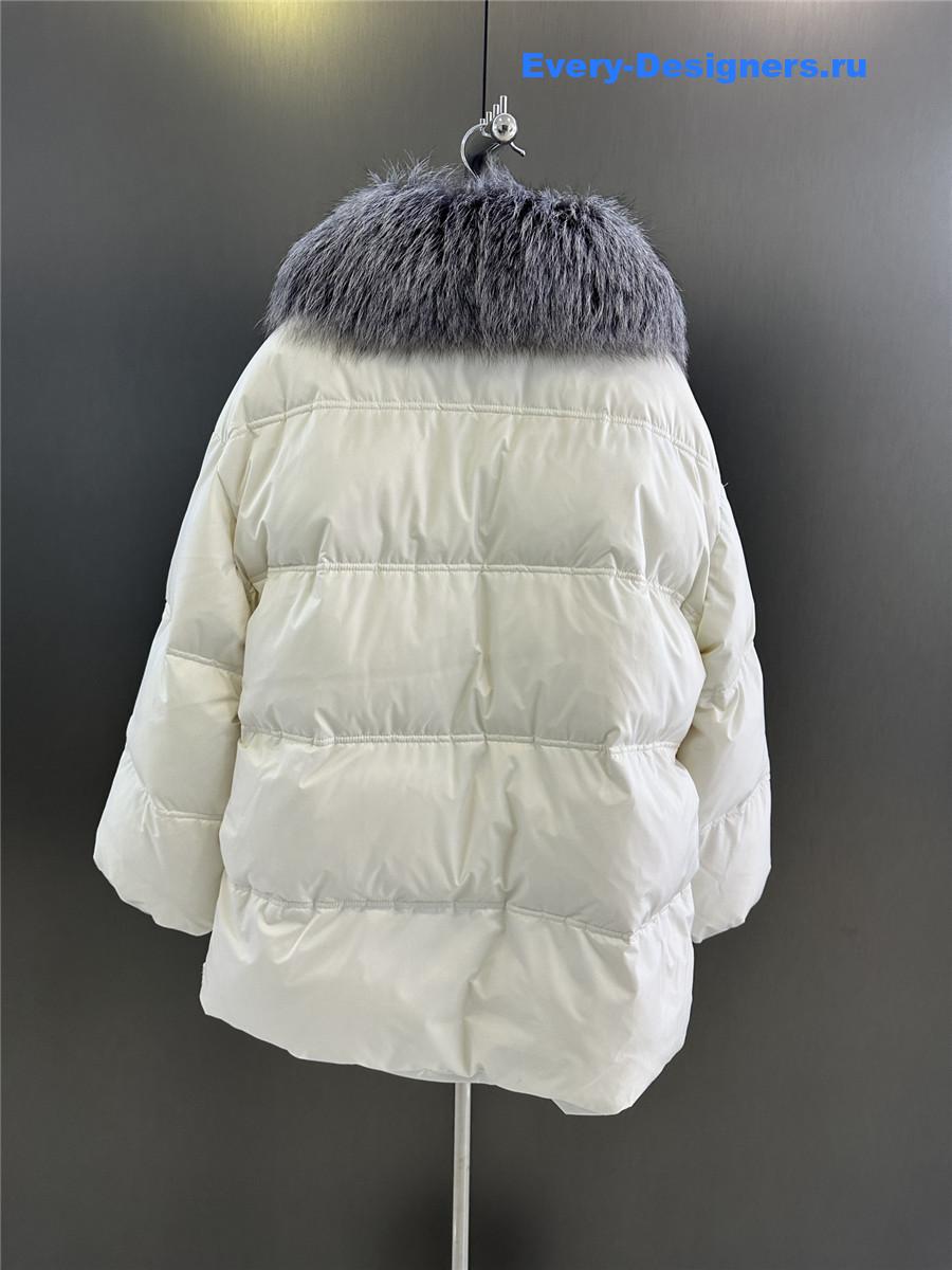 Vanitoo Seia Grey Fur Trim Cube Coat