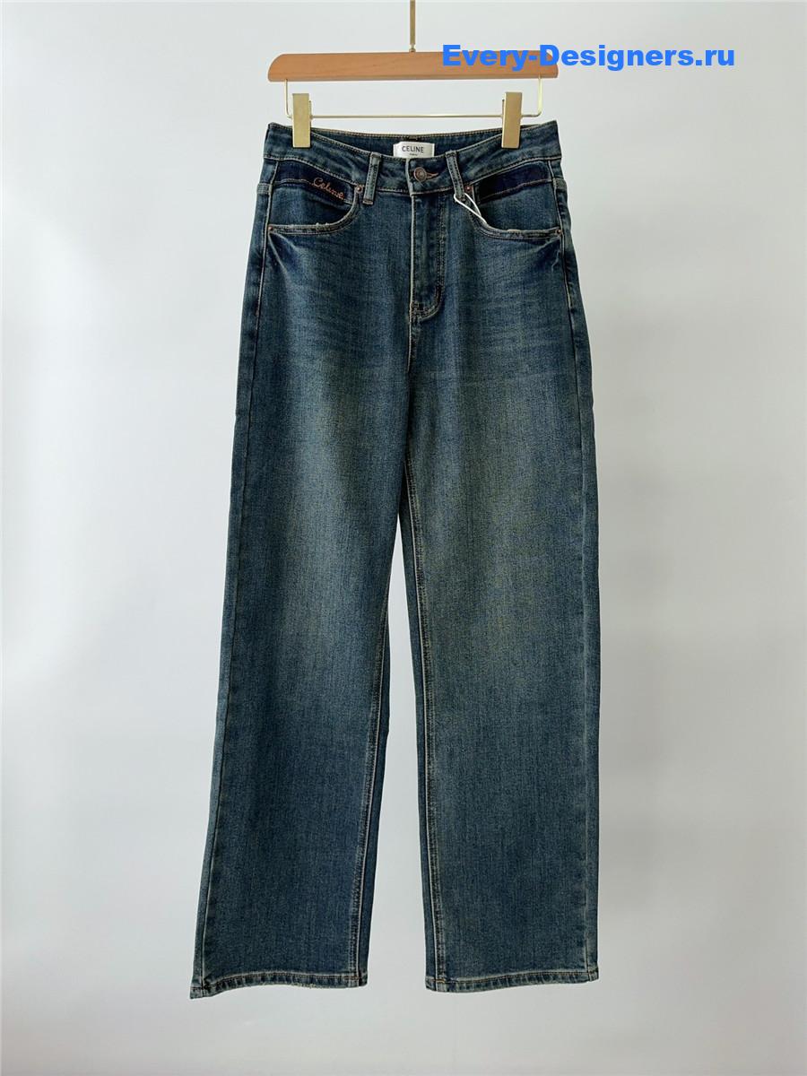 Ce1i*e embroidered fleece jeans