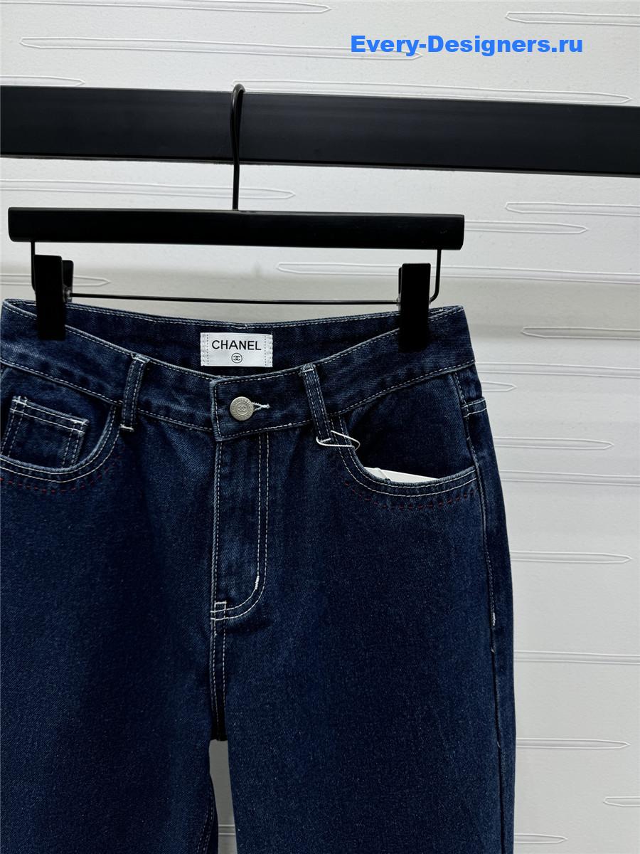 Ch**el back pocket double c logo jeans