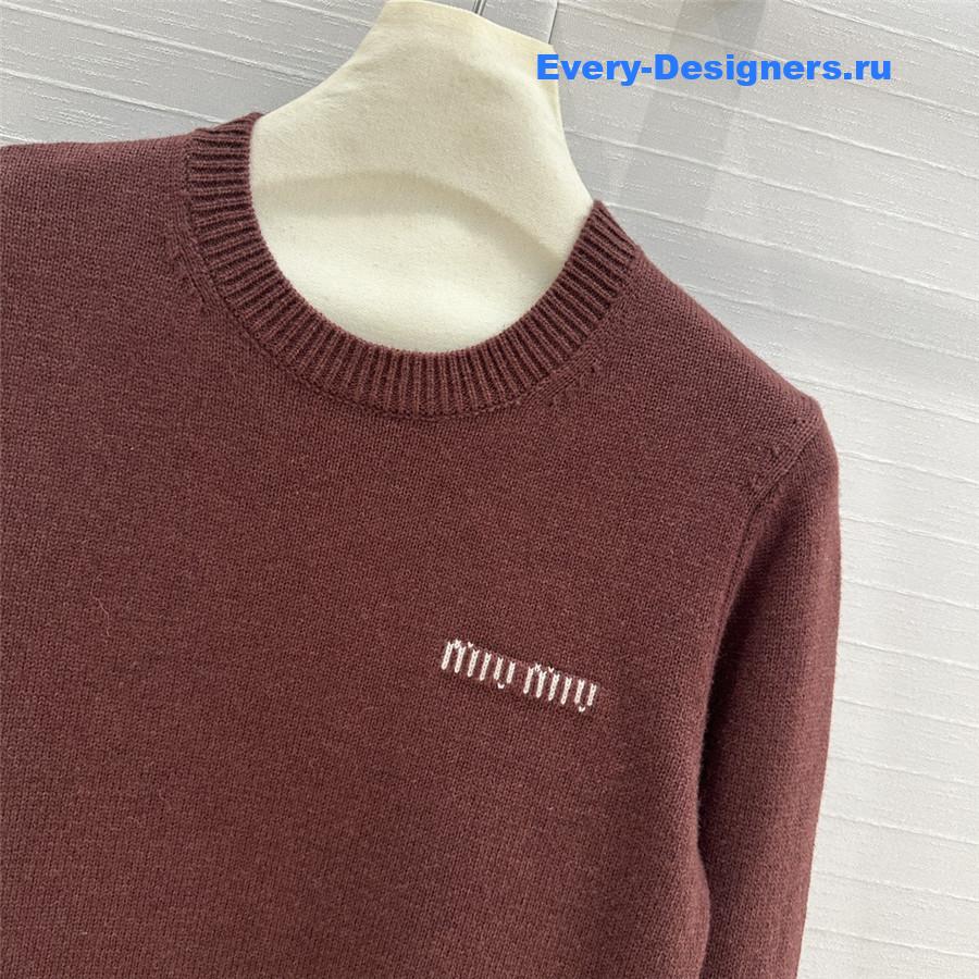 Miu Miu Lining Hem Wool Sweater Red