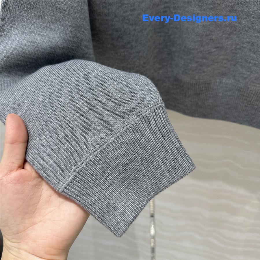 Miu Miu Logo Short Knit Sweater Grey