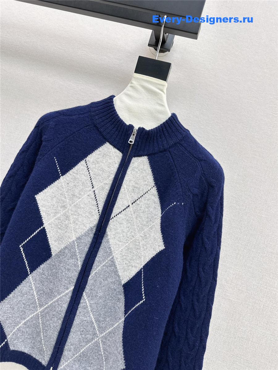 Ce1i*e zip-up argyle cardigan navy